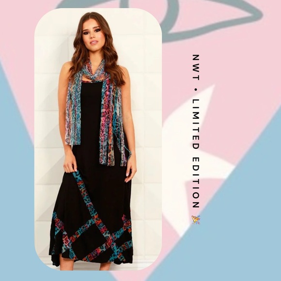 nwt 🆕 multicolor leopard print black maxi dress with necklace - Picture 1 of 15